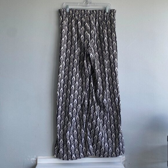 Wide Leg Elastic Waist Full Length Casual Pants Geometric Print Size Large Flowy - Picture 7 of 7